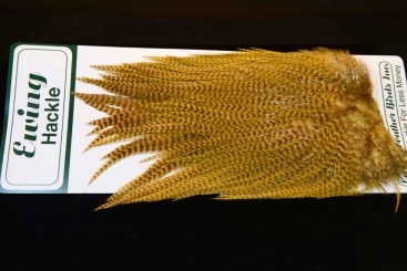 Ewing Hackle Hahnensattel Bleached Grizzly Dyed Light Olive 