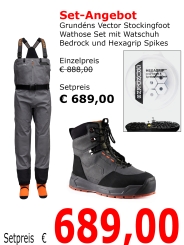 Grundéns Vector Stockingfoot Wathose Set mit Watschuh Bedrock und Hexagrip 