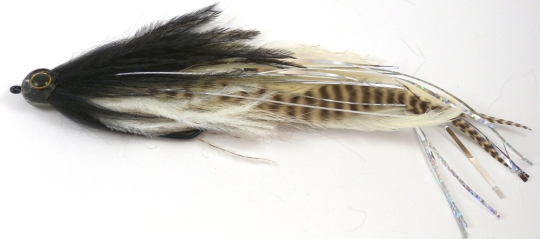 Pike Wiggly Long Tail Grizzly Black White ca. 21cm 