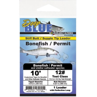 Deep Blue  Bonefish / Permit Tapered Vorfach Stiff Butt 3,00 Meter 