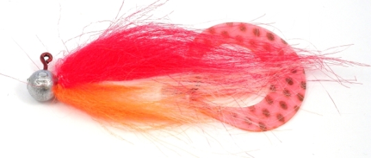 Craft Fur Jig Tail - Red - White - Orange Jig 10 gr. ca 11 cm 